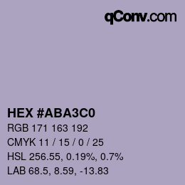 カラーコード: HEX #ABA3C0 | qconv.com