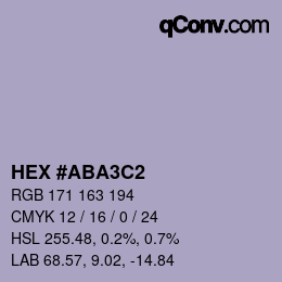Color code: HEX #ABA3C2 | qconv.com