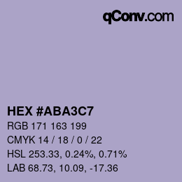 カラーコード: HEX #ABA3C7 | qconv.com