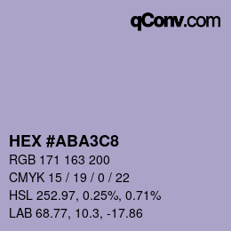 Color code: HEX #ABA3C8 | qconv.com