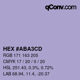 颜色代码: HEX #ABA3CD | qconv.com