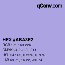 Color code: HEX #ABA3E2 | qconv.com