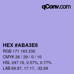 颜色代码: HEX #ABA3E6 | qconv.com