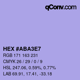 カラーコード: HEX #ABA3E7 | qconv.com