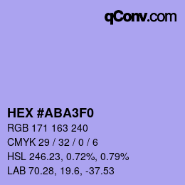 カラーコード: HEX #ABA3F0 | qconv.com