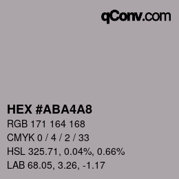 カラーコード: HEX #ABA4A8 | qconv.com