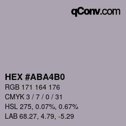 Color code: HEX #ABA4B0 | qconv.com