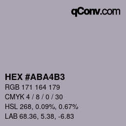 颜色代码: HEX #ABA4B3 | qconv.com