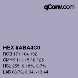 Color code: HEX #ABA4C0 | qconv.com