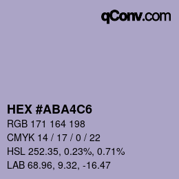 Código de color: HEX #ABA4C6 | qconv.com
