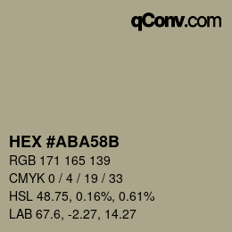 Color code: HEX #ABA58B | qconv.com