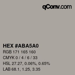 Color code: HEX #ABA5A0 | qconv.com