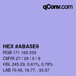 颜色代码: HEX #ABA5E9 | qconv.com