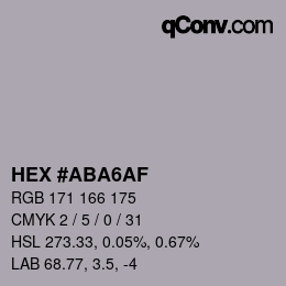 Color code: HEX #ABA6AF | qconv.com