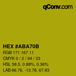 Color code: HEX #ABA70B | qconv.com