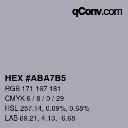 颜色代码: HEX #ABA7B5 | qconv.com