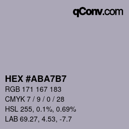 Color code: HEX #ABA7B7 | qconv.com