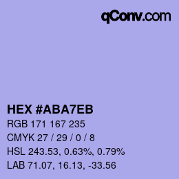 Color code: HEX #ABA7EB | qconv.com