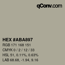 Color code: HEX #ABA897 | qconv.com