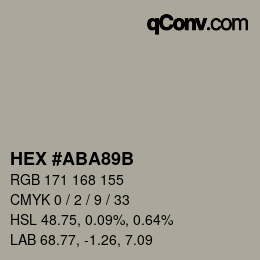 Color code: HEX #ABA89B | qconv.com