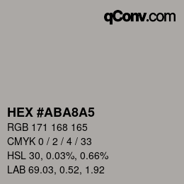 Color code: HEX #ABA8A5 | qconv.com