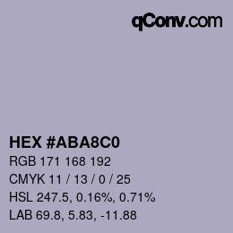 Color code: HEX #ABA8C0 | qconv.com