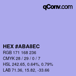 Color code: HEX #ABA8EC | qconv.com