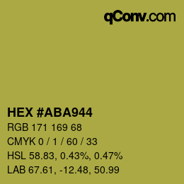 Color code: HEX #ABA944 | qconv.com