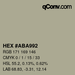 Code couleur: HEX #ABA992 | qconv.com
