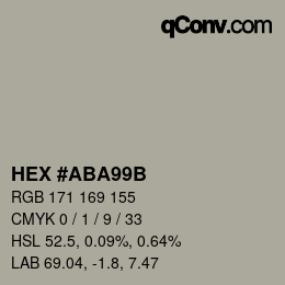 Color code: HEX #ABA99B | qconv.com