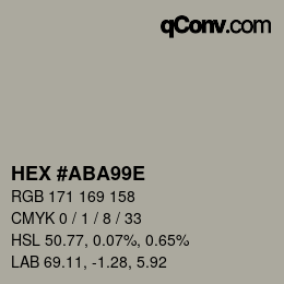 Color code: HEX #ABA99E | qconv.com