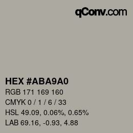 カラーコード: HEX #ABA9A0 | qconv.com