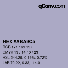 Color code: HEX #ABA9C5 | qconv.com