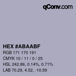 颜色代码: HEX #ABAABF | qconv.com