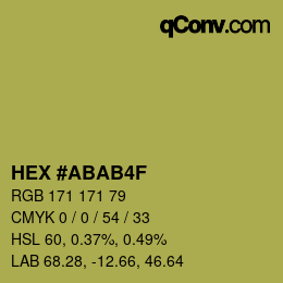 颜色代码: HEX #ABAB4F | qconv.com