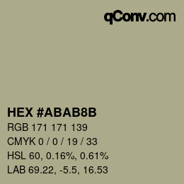 カラーコード: HEX #ABAB8B | qconv.com