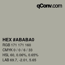Color code: HEX #ABABA0 | qconv.com