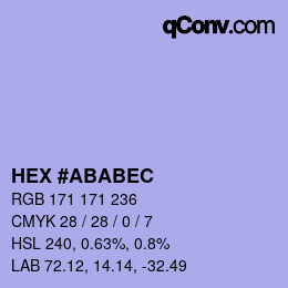 Color code: HEX #ABABEC | qconv.com