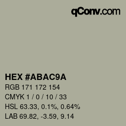 Farbcode: HEX #ABAC9A | qconv.com