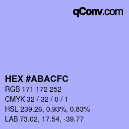 カラーコード: HEX #ABACFC | qconv.com