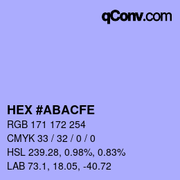 Color code: HEX #ABACFE | qconv.com