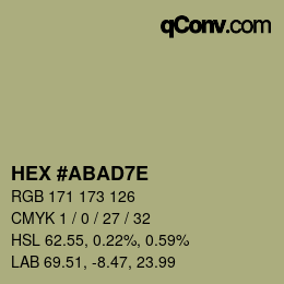 Color code: HEX #ABAD7E | qconv.com