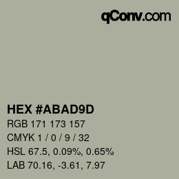 カラーコード: HEX #ABAD9D | qconv.com