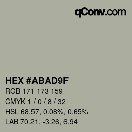 颜色代码: HEX #ABAD9F | qconv.com