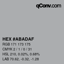 Color code: HEX #ABADAF | qconv.com