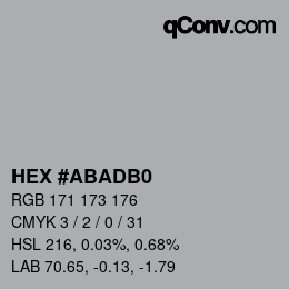 Farbcode: HEX #ABADB0 | qconv.com