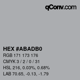Color code: HEX #ABADB0 | qconv.com