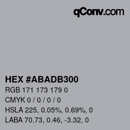 Color code: HEX #ABADB300 | qconv.com