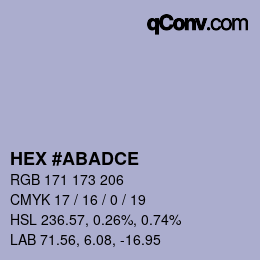 Color code: HEX #ABADCE | qconv.com