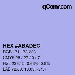 カラーコード: HEX #ABADEC | qconv.com